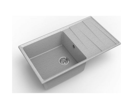 Мойка GRANFEST мрамор LEVEL чаша+крыло, 860х500 мм., серый GF-LV-860L – изображение 2