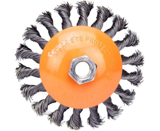 Кордщетка коническая 115 мм, витая жесткая проволока для УШМ Bohrer 36400115 – изображение 3