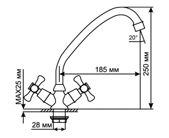 Смеситель для кухни mixline 1/2 керамика, без подводки ML10-03 522138 – изображение 3