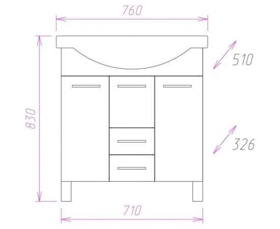 Тумба с раковиной Onika МОНИКА 75.17 107502 – изображение 3