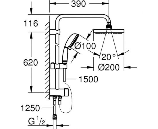 Душевая система с переключателем GROHE New Tempesta Rustic 27399002 – изображение 4