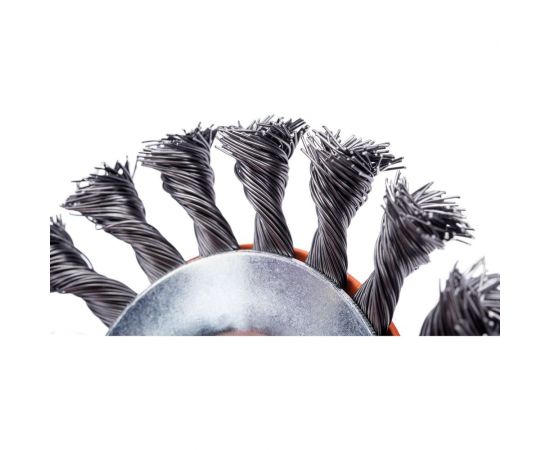Кордщетка коническая 115 мм, витая жесткая проволока для УШМ Bohrer 36400115 – изображение 4