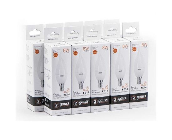 Лампа LED Candle Tailed 8W E14 3000K Gauss Elementary 34118 – изображение 7