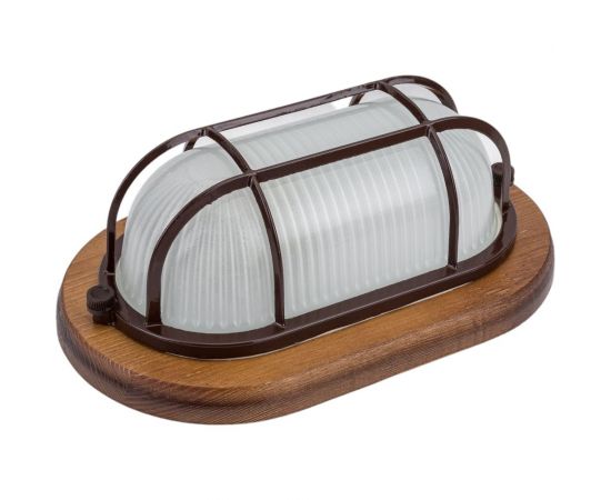 Светильник для бани и сауны FERON НБО 04-60-022 220V 60Вт Е27 IP54 дерево, орех, овал, с решеткой 11576 – изображение 9