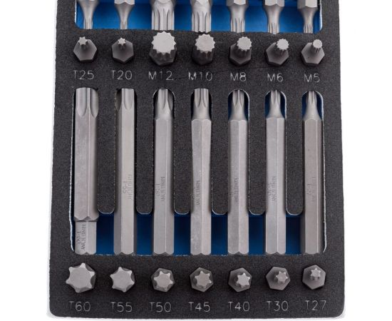 Набор вставок бит 10 мм TORX, SPLINE, HEX, ложемент, 44 предмета KING TONY 9-1044CQV – изображение 9