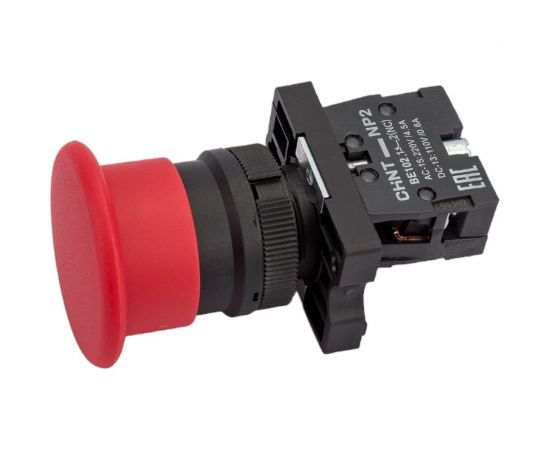 Кнопка управления CHINT "Грибок" d40мм NP2-EC42 без подсветки красн. 1НЗ IP40 574820 – изображение 2