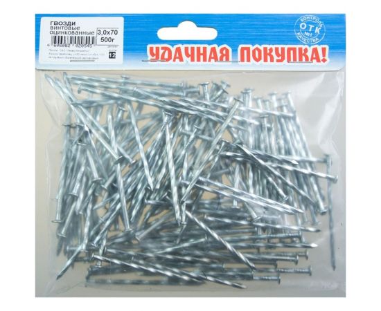 Винтовые гвозди Стройбат 3,0x70 белый цинк 0,5 кг 116290 – изображение 2