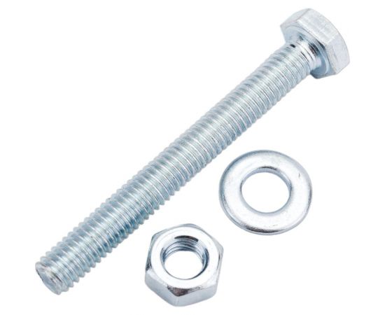 Болт Невский Крепеж DIN 933, с шестигранной головкой, оцинк., М6x50 + гайка + шайба 6 шт. 814052 – изображение 2