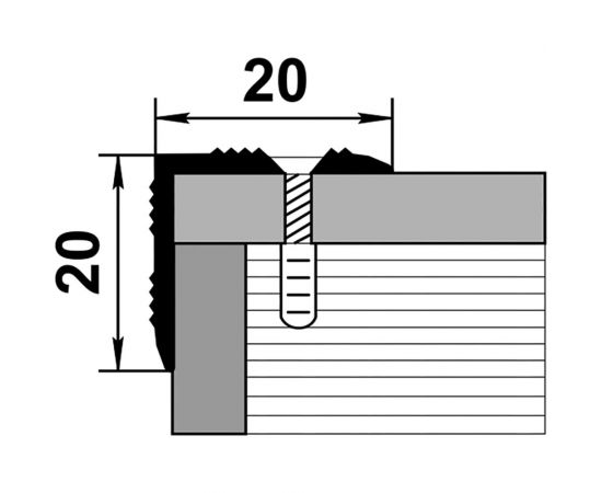 Порог угловой алюминиевый ЛУКА (20x20 мм, 0,9 м, Серебро) УТ000000901 – изображение 2