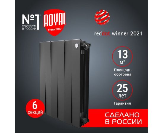 Радиатор Royal Thermo PianoForte 500/Noir Sable 6 секций, черный – изображение 2