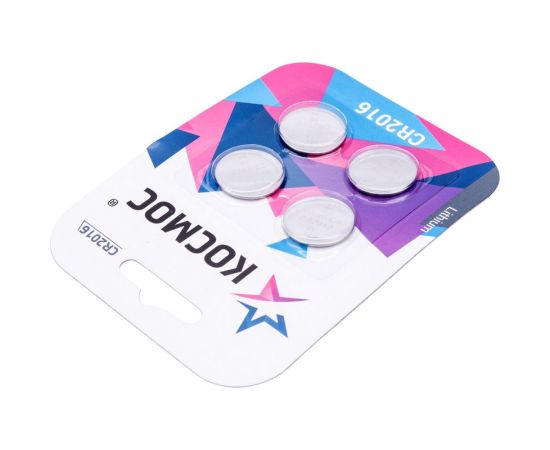 Элемент питания КОСМОС CR2016 3V Lithium 4BL, KOC2016BL4 – изображение 3