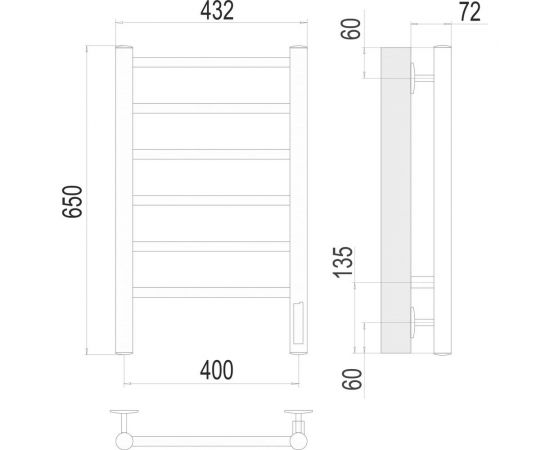 Полотенцесушитель Terminus Аврора quick touch П6 400x650 4670078531148 – изображение 3