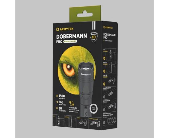 Фонарь Armytek Dobermann Pro Magnet USB Белый свет F07501C – изображение 3