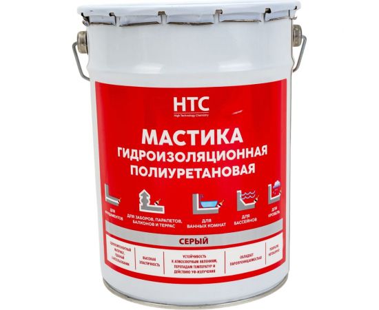 Мастика гидроизоляционная полиуретановая CEMMIX HTC 6 кг серый 84735837 – изображение 3