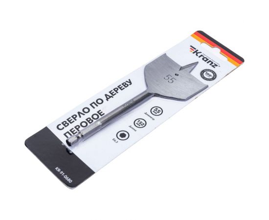 Сверло перовое по дереву 55x152 мм, шестигранный хвостовик KRANZ KR-91-0680 – изображение 4