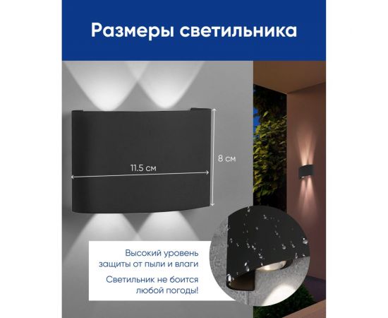 Уличный светодиодный светильник FERON 4*1W, 300Lm, 4000K, черный DH701 48311 – изображение 6