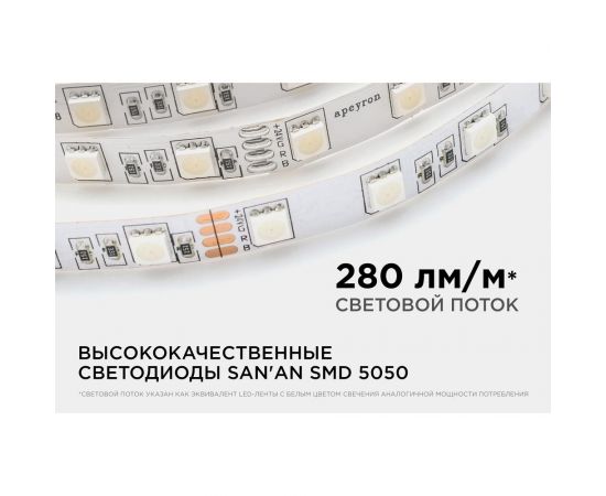 Светодиодная лента Apeyron 24В, 14,4Вт/м, smd5050, 60д/м, IP20, подложка 10мм, 5м, RGB. 00-337 – изображение 6