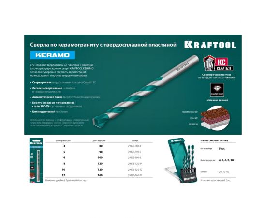 Сверло по керамограниту KRAFTOOL Keramo 6x100 мм 29175-100-6 – изображение 7