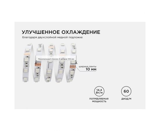 Светодиодная лента Apeyron 24В, 14,4Вт/м, smd5050, 60д/м, IP20, подложка 10мм, 5м, RGB. 00-337 – изображение 9