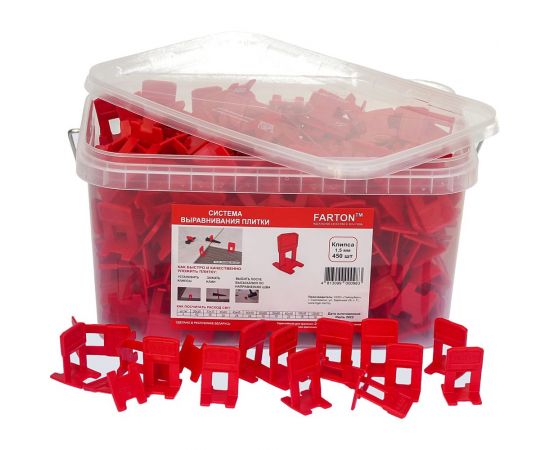 Система выравнивания плитки Клипса 450 шт, 1.5 мм Farton 100011 