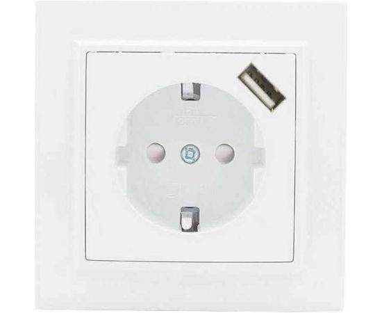1-местная розетка EKF СП с/з Минск 16А белая с защитными шторками с USB 1А SQERR16-028-100-USB 
