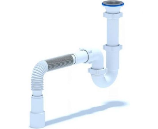 Сифон для умывальника/мойки АНИ Пласт трубный, 1 1/2x40, гофра, 40х40/50, нержавеющая сетка D0115 025-0369 