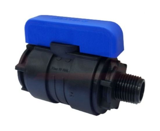 Компрессионный шаровой кран VALFEX ПНД НР/ВН резьба разборный 3/4"- 3/4"Ду16 1210016034034 