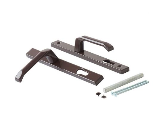 Нажимной гарнитур Дверной Страж 85/25 узкий, сплошной, коричневый, закруглённая планка ДС42284 – изображение 2