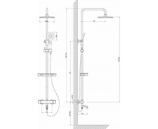 Душевая система c термостатическим смесителем для ванны/душа MELODIA Salsa 3в1 MSC00109C_bk чёрный 14527 – изображение 2