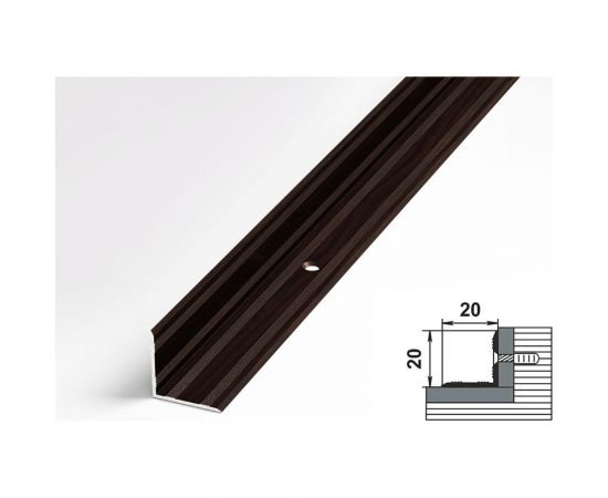 Порог внутренний угловой алюминиевый декоративный (20х20 мм, 1,35 м, Дуб венге) ЛУКА УТ000008383 – изображение 2