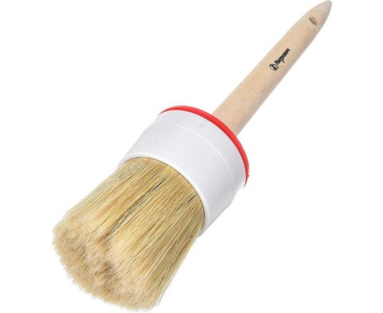 Круглая кисть Петрович натуральная щетина, деревянная ручка, диаметр 60 мм 4100000179 – изображение 2