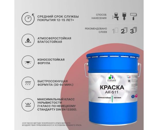 Краска для дорожной разметки MALARE АК-511 белый, 20 кг 2015147336255 – изображение 3