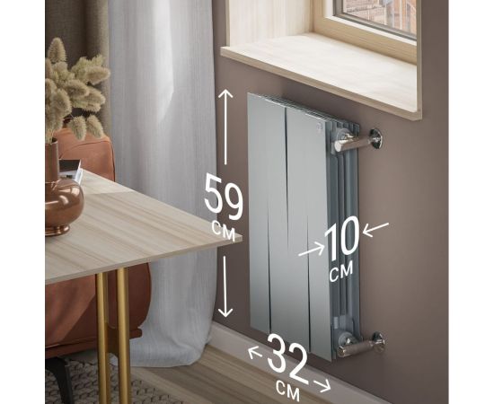 Радиатор Royal Thermo PIANOFORTE 500/Silver Satin - 4 секций – изображение 5