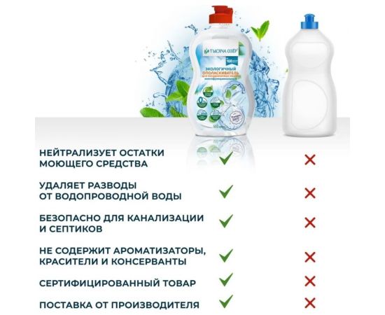 Экологичный ополаскиватель для посудомоечных машин Тысяча озер многофункциональный, 500 мл 1769 – изображение 5