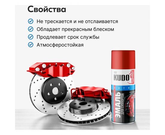 Эмаль для суппортов KUDO красная 520 мл 5211 11605067 – изображение 6