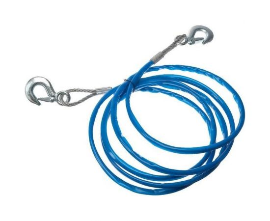 Буксировочный металлический трос TORSO в ПВХ оплётке, 4м, 7 тонн, 2 крюка 1044905 