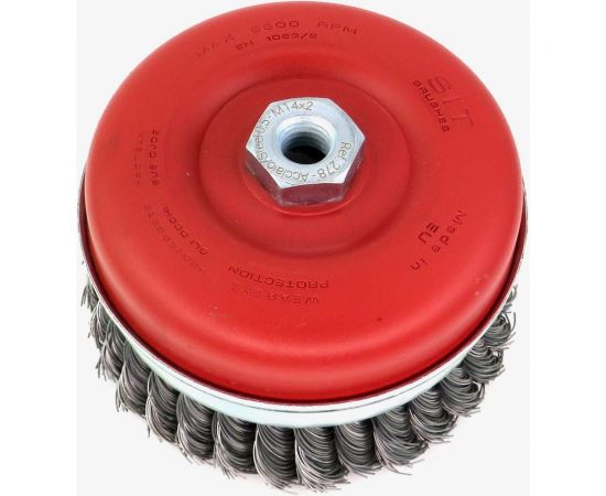 Щетка чашечная усиленная жгутовая 120 мм, М14, с кольцом для ушм, проволока сталь 0.5 мм SIT 0278 