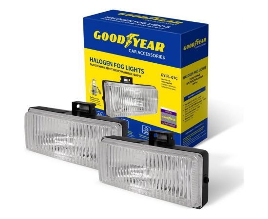 Противотуманные фары Goodyear GY-FL-01C галогенные, универсальные, с лампами, прямоугольные GY019007 