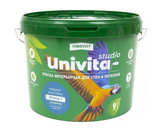 Интерьерная краска Основит Univita Studio Prime I САс991 ПМ20. База А, 9 л 84257 
