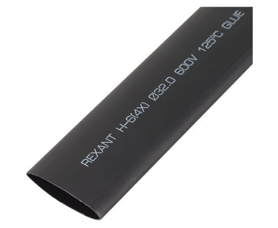 Термоусаживаемая клеевая трубка REXANT 32,0/8,0 мм, черная, упаковка 5 шт. по 1 м 23-3206 