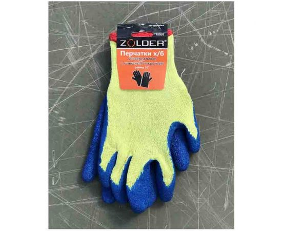 Универсальные хлопчатобумажные перчатки ZOLDER, с латексным покрытием, размер 10, RJ007 