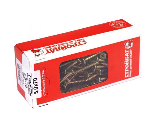 Универсальные желтые саморезы Стройбат 5х70 мм 100 шт.2641149/076241 – изображение 2