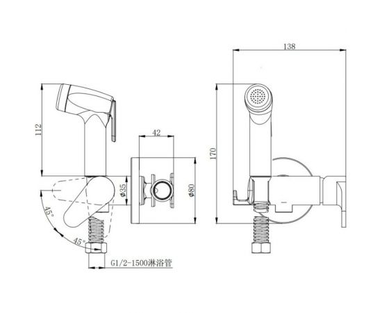 Смеситель с гигиеническим душем D&K встраиваемый, черный матовый DA1394585 – изображение 2