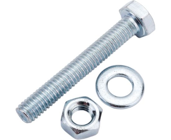 Болт Невский Крепеж DIN 933, с шестигранной головкой, оцинк., М6x40 + гайка + шайба 6 шт. 812719 – изображение 2