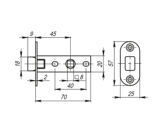 Межкомнатная скругленная защелка MORELLI OL6-45 SN цвет - никель 9010450 – изображение 2