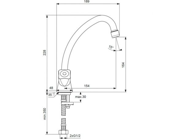 Смеситель для умывальника VIDIMA Практик двуручковый BA227AA – изображение 2