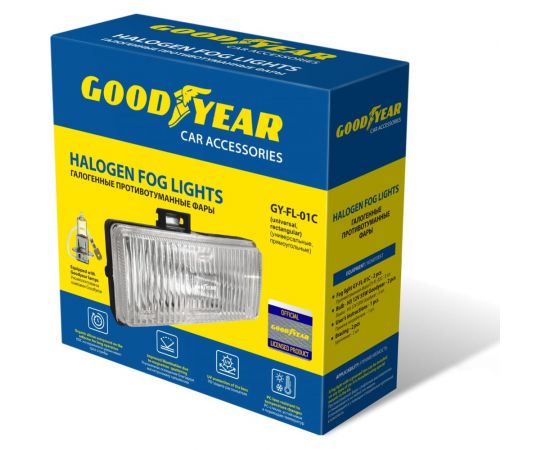 Противотуманные фары Goodyear GY-FL-01C галогенные, универсальные, с лампами, прямоугольные GY019007 – изображение 3