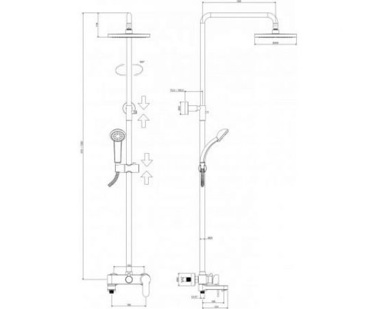 Колонна для душа Paffoni телескопическая, Blu излив-дивертор, хром ZCOL632CR 00239990 – изображение 5