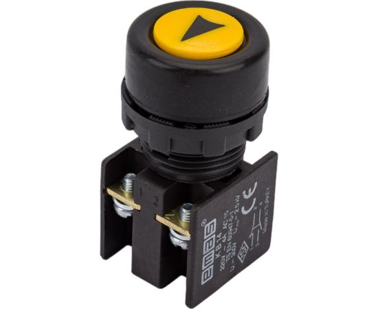 Водозащитная кнопка Emas желтая со стрелкой 1НО+1НЗ, KB14RSO 