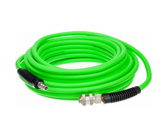 Шланг эластичный резиновый с защитой от перегибов на концах (20 м, 6х12 мм, ПВХ покрытие, быстросъемные соединения) Pegas pneumatic 4932 